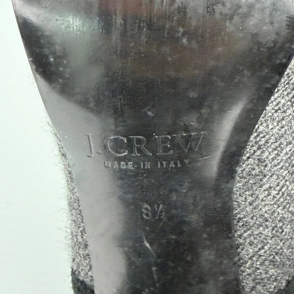 J.Crew Mary Jane Platform Dark Academia‎ Wool Peep Toe Preppy Heels Italy 8.5